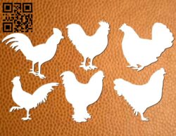 Chickens CU368 file cdr and dxf free vector download for Laser cut cnc