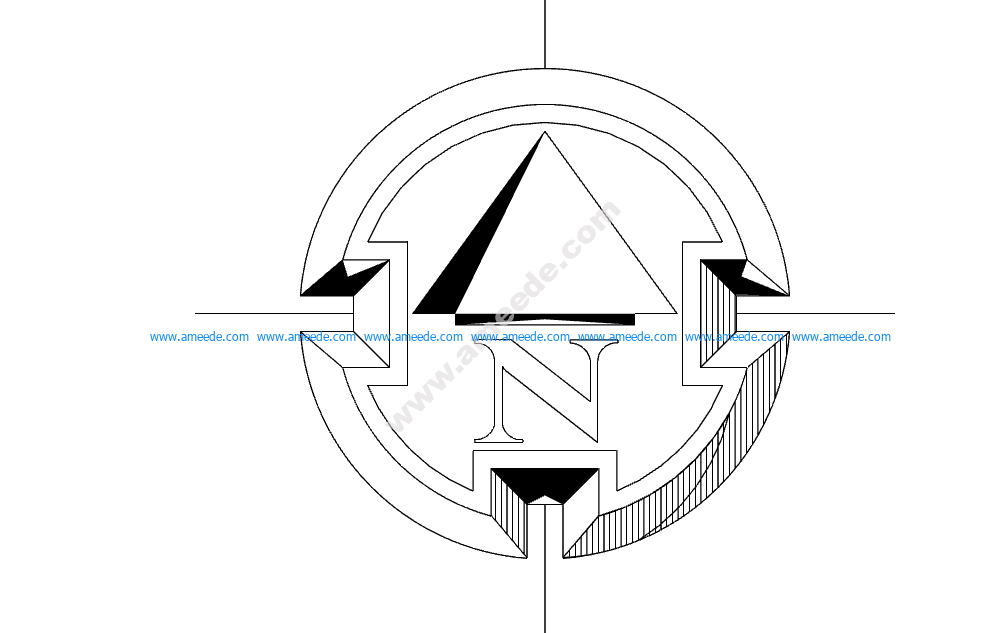 North Arrow Symbol Round