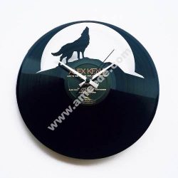 Wolf Moon Wall Clock lupo file .cdr and .dxf free vector download for Laser cut CNC