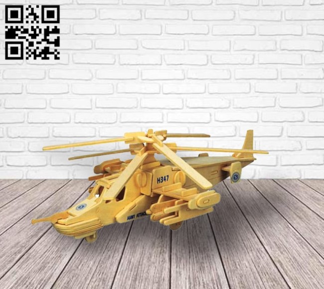 Helicopter Assembly 3D Puzzle CU0013019 file cdr and dxf free vector download for Laser cut cnc