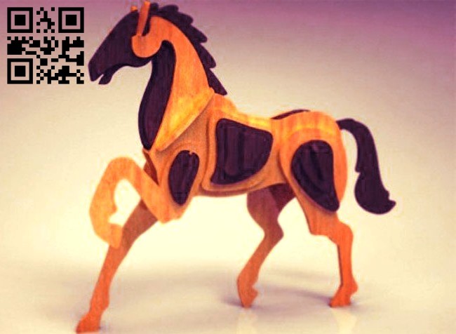 Horse 3D puzzle CU0011598 file cdr and dxf free vector download for Laser cut cnc