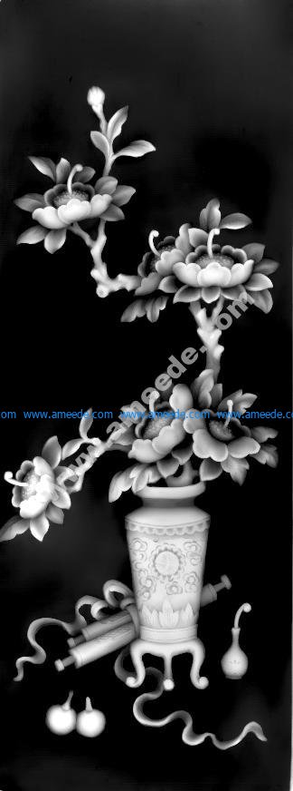 3d Grayscale Floral Pattern BMP File