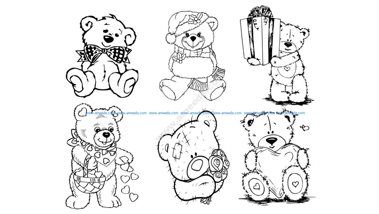 Bears Line Art Vectors