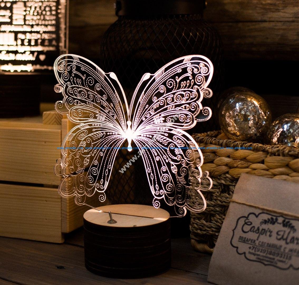 Download Butterfly 3D Lamp Vector Model - Download Vector