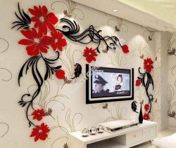 Butterfly tv wall acrylic 3d relief wall sticker