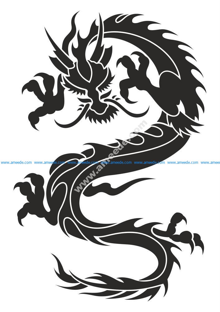 Chinese Dragon Silhouette Tattoo Tribal Vector – Download Vector