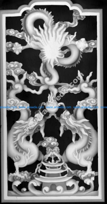 Chinese dragon totem 3d model relief for CNC BMP File