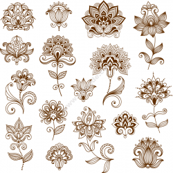 Collection of mehndi style ornamental flowers