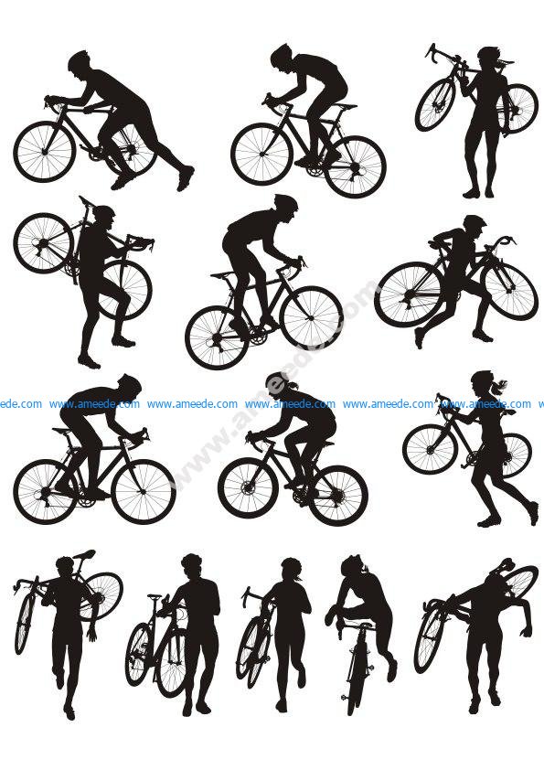 Cyclocross racing vector silhouette