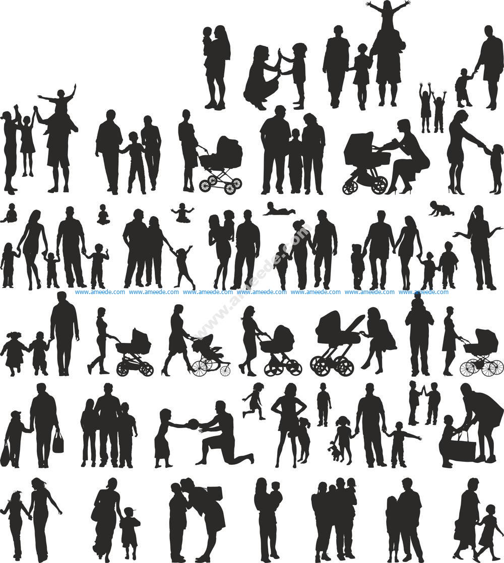 Family Silhouette Vector Set – Download Vector