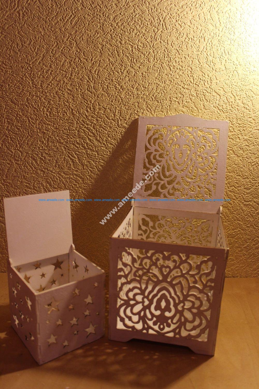 Laser Cut Wood Box with Flower Motif