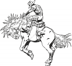 Rodeo rider western cowboy line art