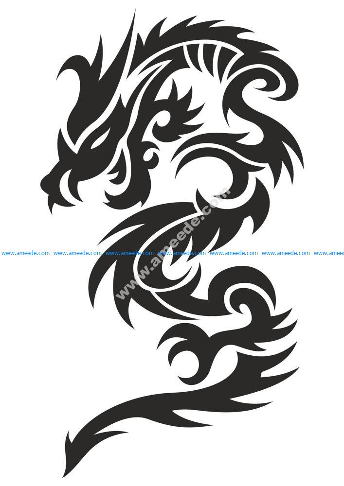 Tattoo Dragon Vector Illustration