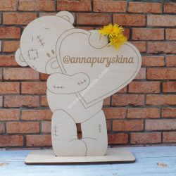 Teddy Bear and Heart 3d Puzzle Laser Cut