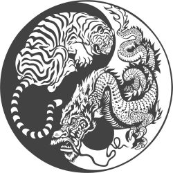 Tiger Dragon Yin Yang Vector Art