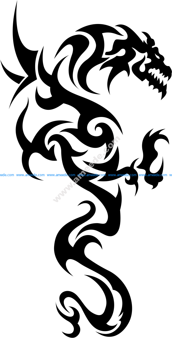 Dragon tribal tattoo vector