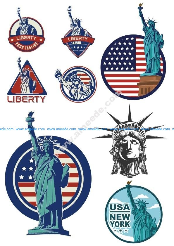 Usa Liberty Statue Logo Vector