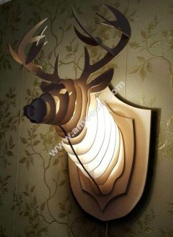 Wooden light decorative deer head