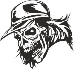 Zombie Skull with Cap Sticker Vector