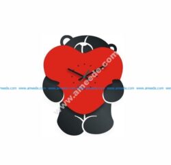 Bear with Heart Clock Laser Cut