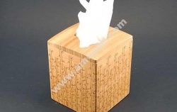 Engraved Bamboo Tissue Box Cover