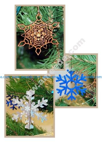 Laser Cut Snowflake Ornaments from Wood, Paper and Foam