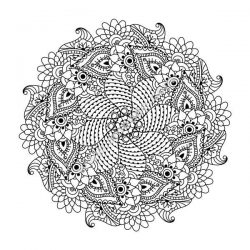 Symetric mandala with flowers and leaves by Ceramaama