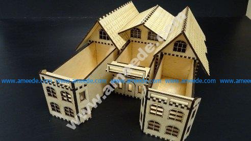 House Box wooden template wooden laser cut
