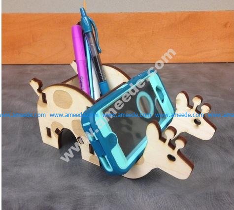 Laser Cut Giraffe Phone & Pen Holder