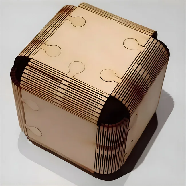 Plywood Folding Cube with Living Hinge Free download vector file