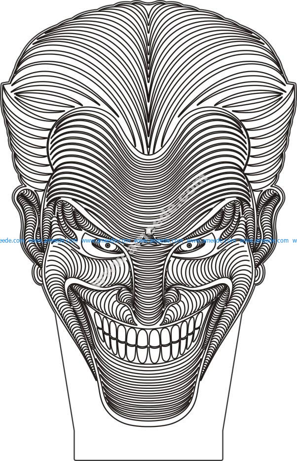 Joker face 3D illusion vector drawing