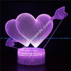 Double hearts 3d illusion lamp