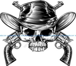 Skull cowboy in western hat