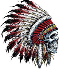 Sugar Skull With Indian Headdress Tattoo