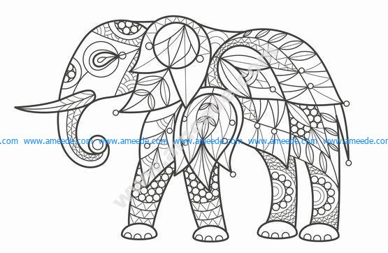 Adult Coloring Elephant Stock Vector Art