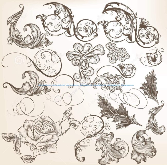Collection Of Vector Vintage Decorative Swirls