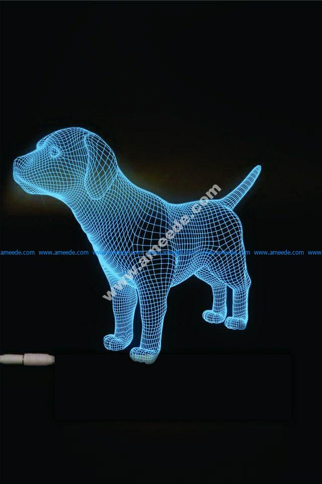 Dog 3D LED Night Light Free Vector