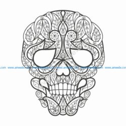 Doodle stylized colorful skull