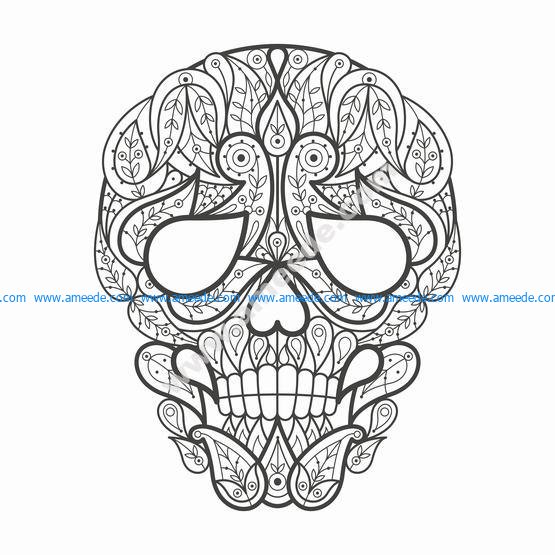 Doodle stylized colorful skull