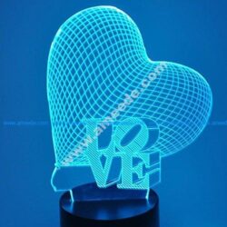 Heart Love Sculpture 3D Illusion Lamp