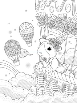 miss rabbit takes hot air balloon ride to the sky