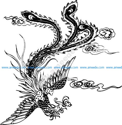 Phoenix Pattern Bird Decorativo Design Vector