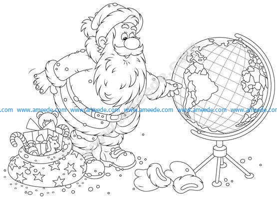 Santa Claus with a globe