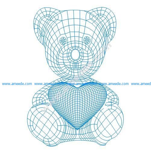 Teddy bear with heart 3d illusion lamp