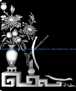 3d Grayscale Image Vase with Flowers BMP