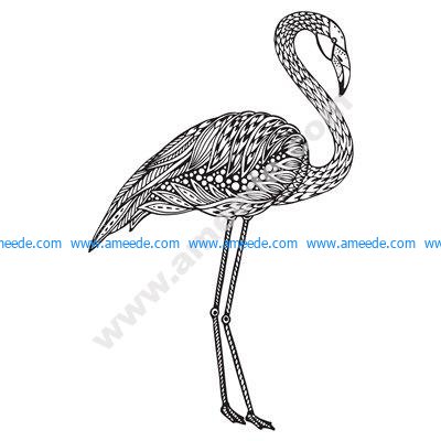Flamingo Zentangle Stylized Free Vector