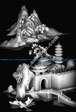 Traditional Chinese Grayscale Embossed Artwork BMP