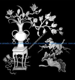 Vase Flowers Grayscale Image BMP