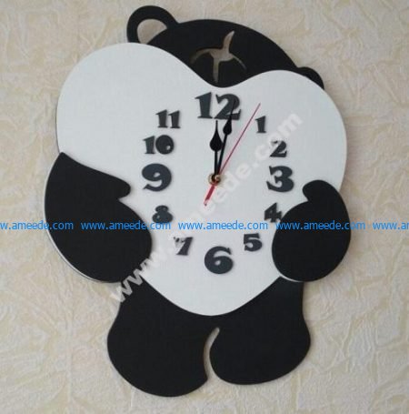 Bear shaped clock embracing heart