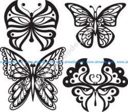 Beautiful Butterflies Monochrome Style for Tattoo